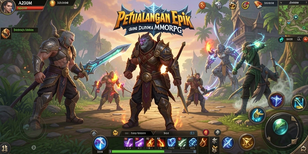Screenshot utama A200M menunjukkan aksi gameplay mendebarkan dalam dunia MMORPG.