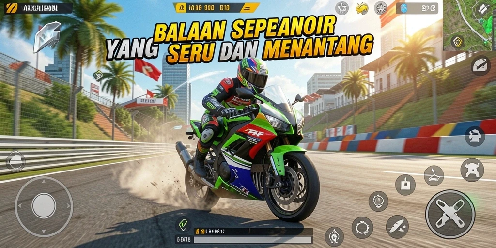 Tampilan utama AFAF dengan balapan sepeda motor yang seru dan mendebarkan.