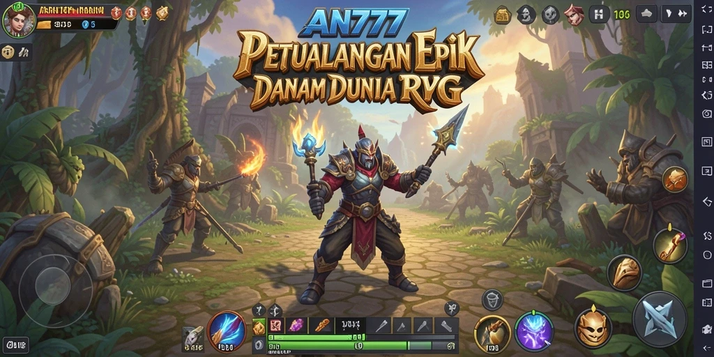 Tangkapan layar menunjukkan aksi pertempuran dalam gameplay RPG AN777.