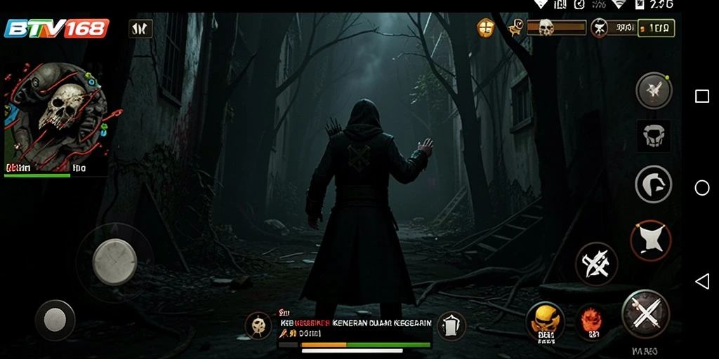 Screenshot gameplay BTV168 yang menampilkan suasana gelap dan menakutkan.