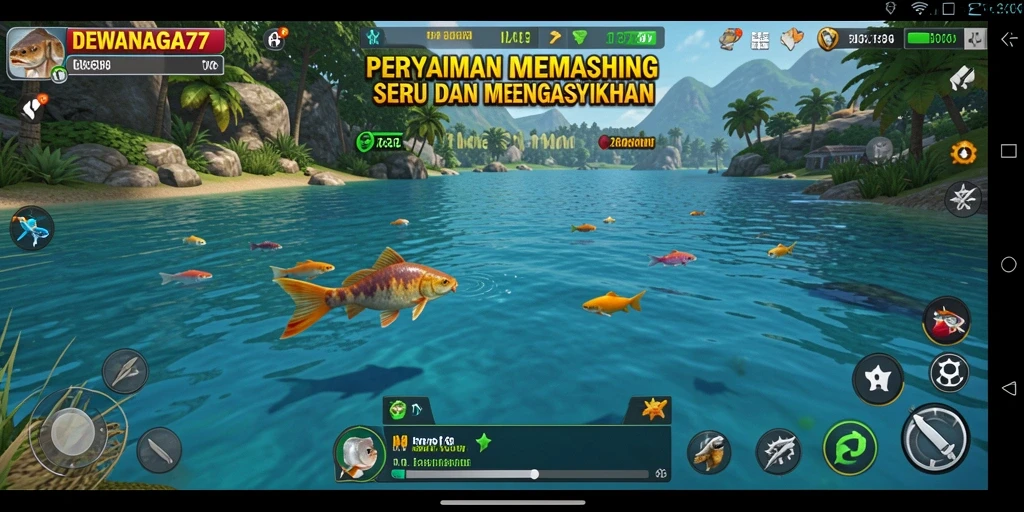 Gameplay seru memancing ikan di DEWANAGA77.