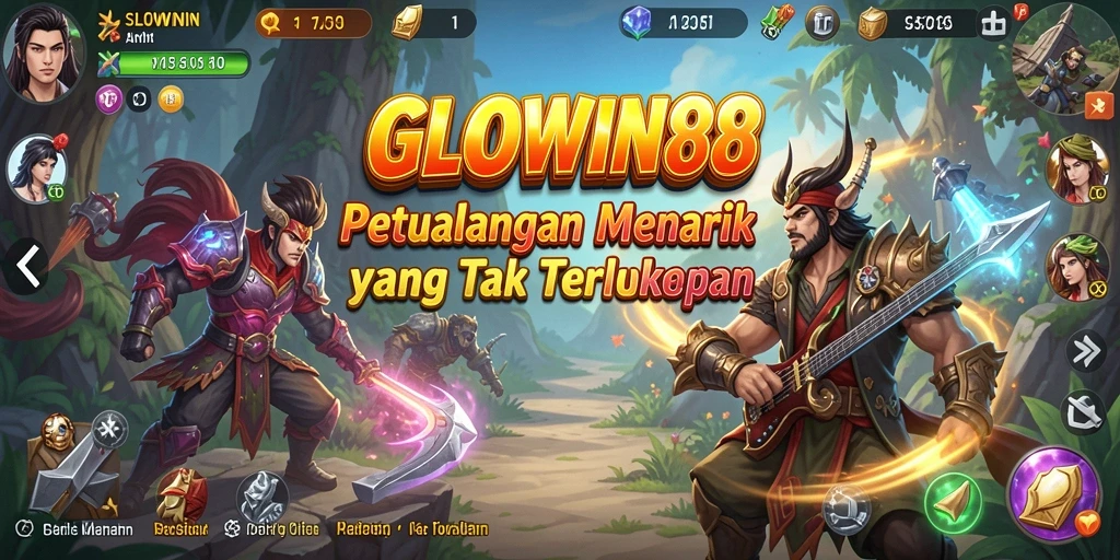 Screenshot utama GLOWIN88 menampilkan aksi mendebarkan dalam petualangan.