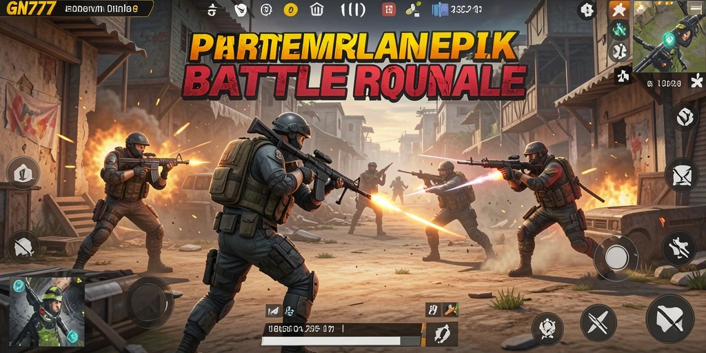 Screenshot gameplay GN777 menunjukkan aksi seru dalam Battle Royale.