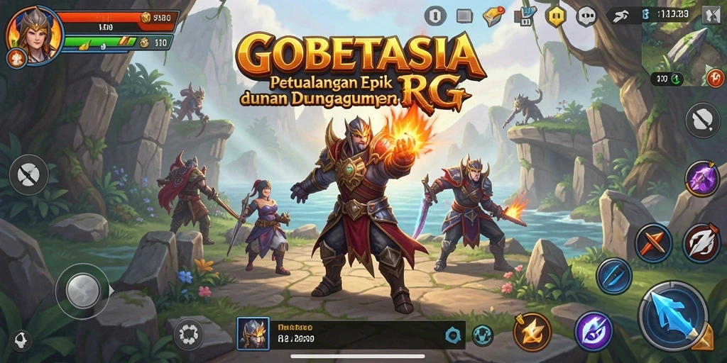 Screenshot GOBETASIA menunjukkan aksi seru dalam pertempuran RPG.