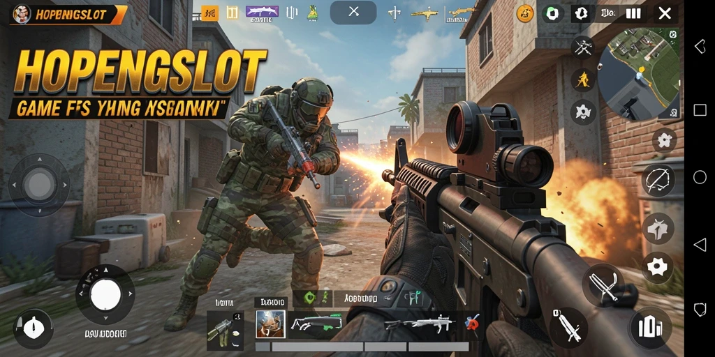 Gameplay menegangkan HOPENGSLOT dengan aksi tembak-menembak.
