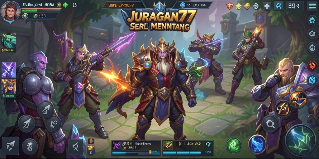 Screenshot gameplay JURAGAN77 yang menampilkan pertempuran tim yang intens.