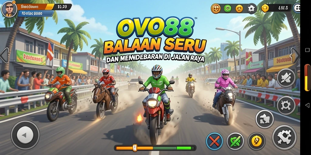 Tampilan grafik yang memukau dari gameplay balapan OVO88.