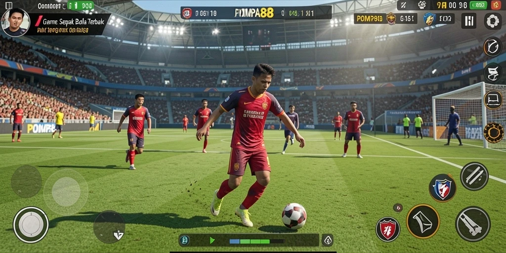 Screenshot POMPA88 menampilkan aksi seru dalam pertandingan sepak bola.