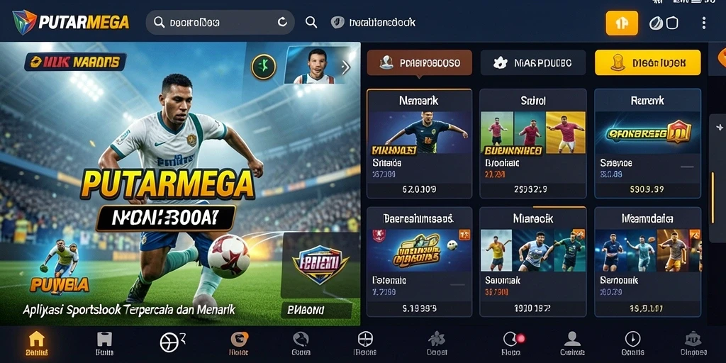 Tampilan aplikasi PUTARMEGA saat permainan Sportsbook.
