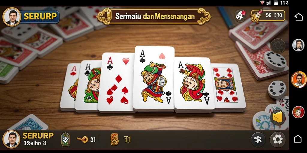 Screenshot permainan SERURP menampilkan gameplay Domino yang seru.