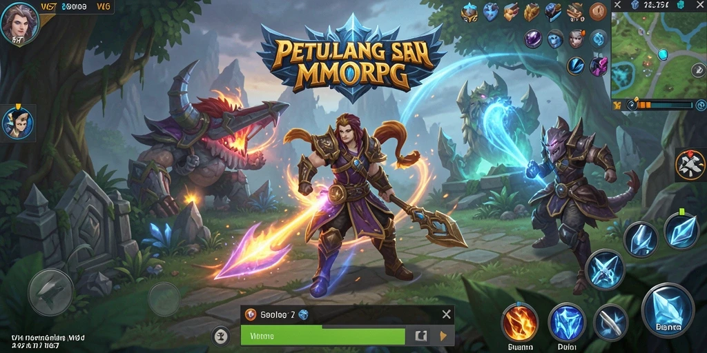 Screenshot utama W67 menampilkan aksi pertempuran dalam dunia MMORPG yang menakjubkan.