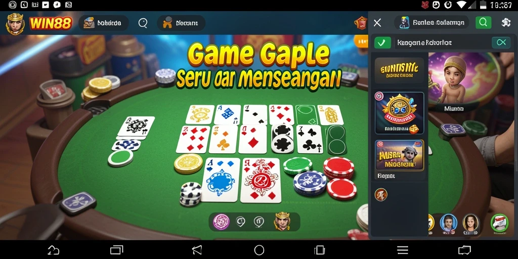Screenshot gameplay WIN88 yang menampilkan keseruan Gaple.